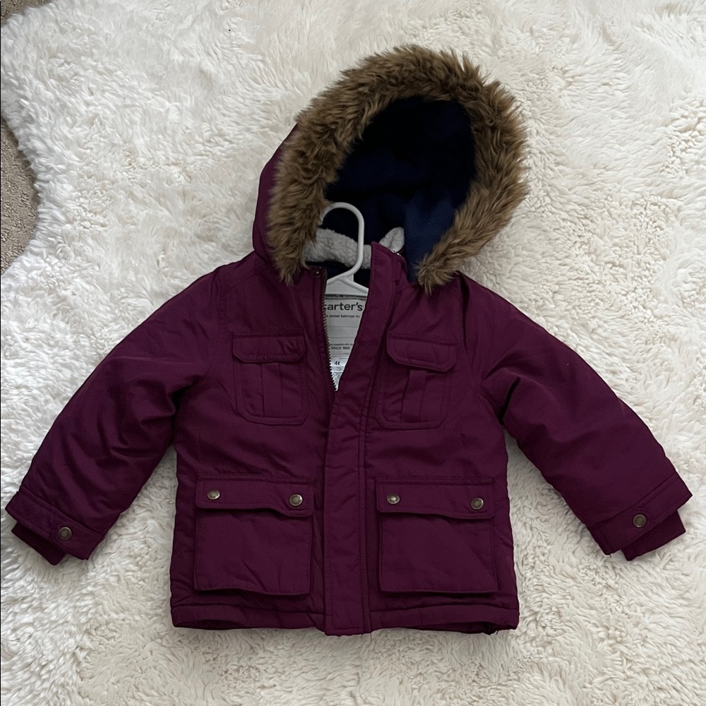 Carter's Plum Jacket with Faux Fur Hood